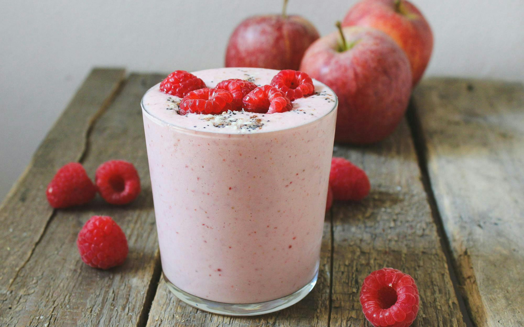 juice beverage drink plant raspberry fruit food smoothie milk apple