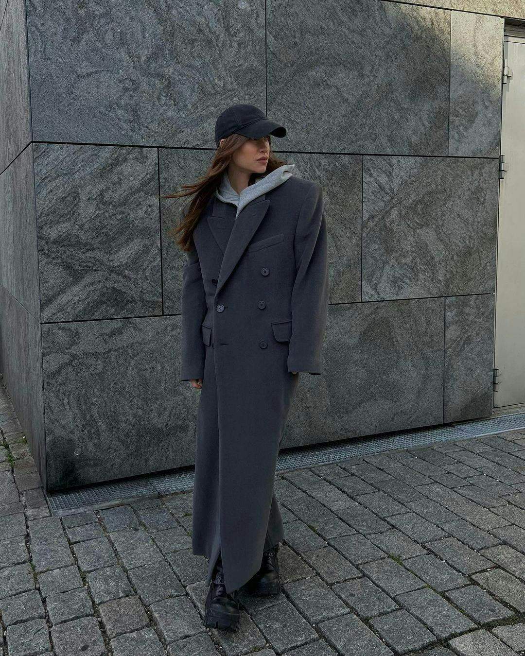 coat clothing standing person lady overcoat