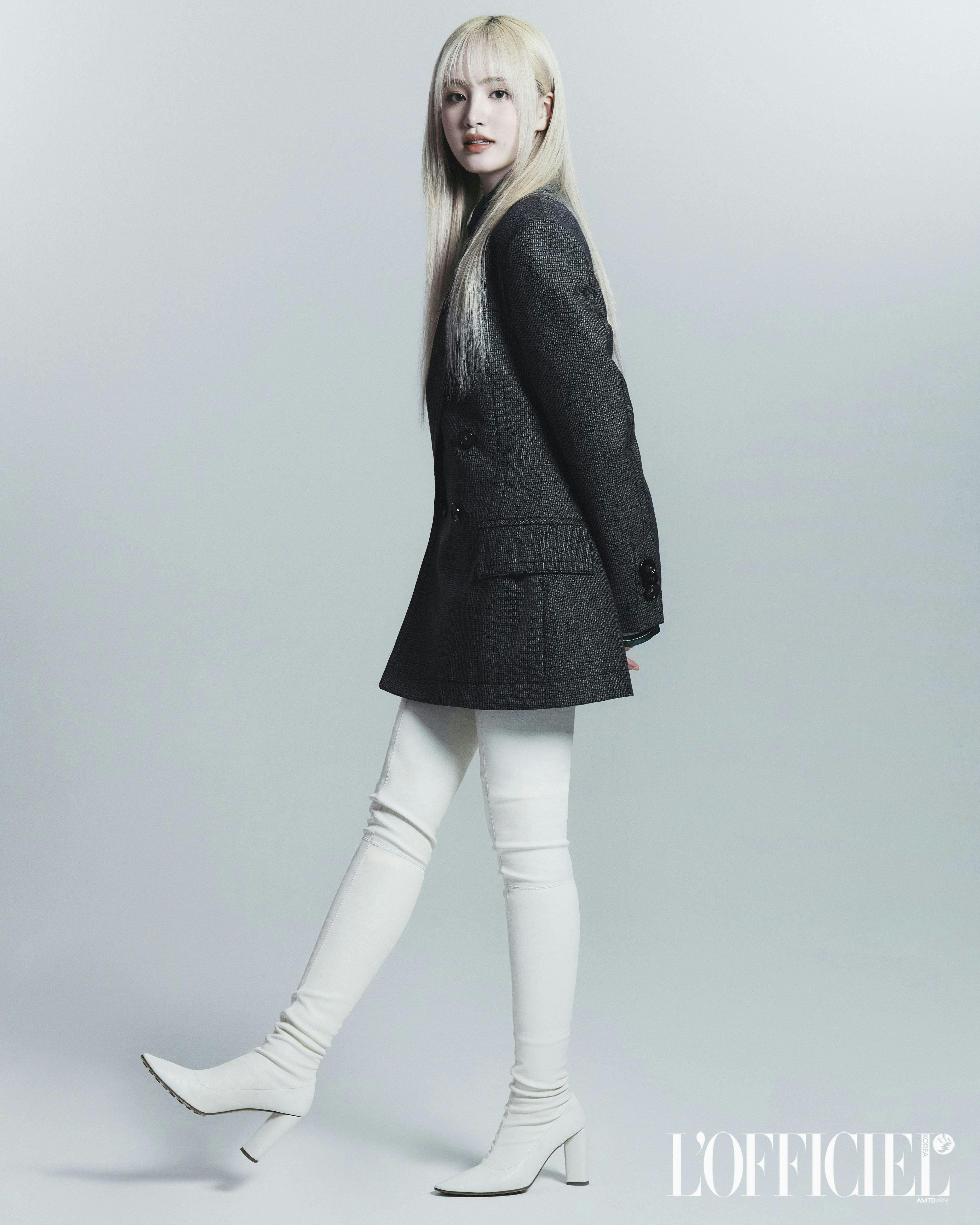 clothing coat shoe blazer jacket high heel long sleeve skirt person formal wear